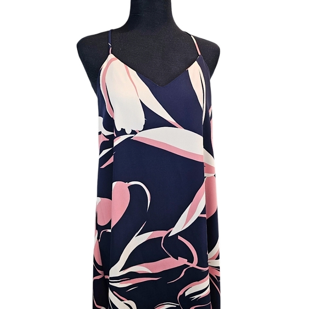 Cynthia Rowley Floral Halter Maxi Dress Sz Small Navy Summer Vacation Resortwear - Picture 6 of 16